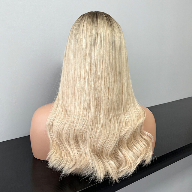 21 Inches Ivory Color Slight Layer Lace Top Wig 