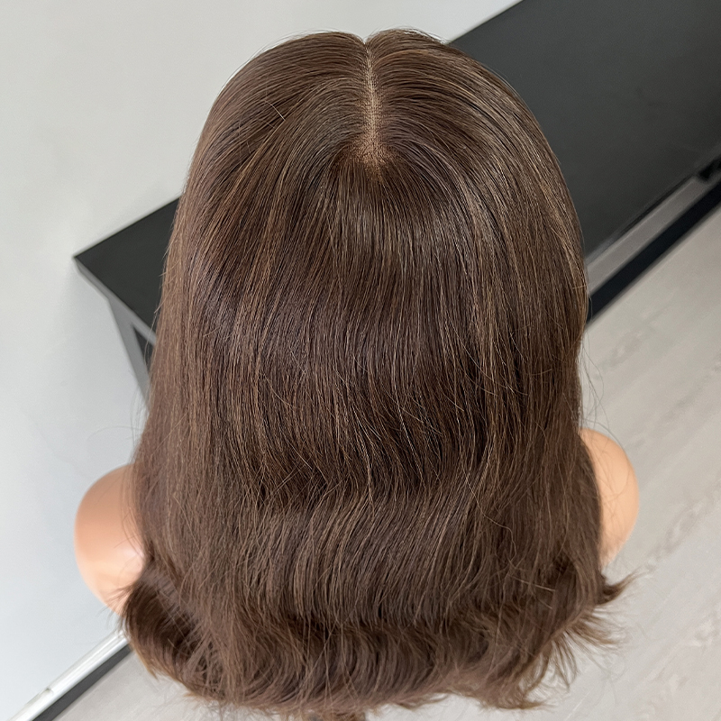 19 Inches Pecan Color Slight Layer Lace Top Wig