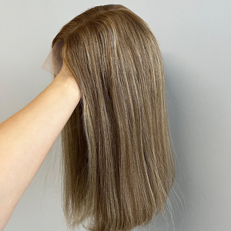 17 Inches Gilt Color Slight Layer Lace Top Wig