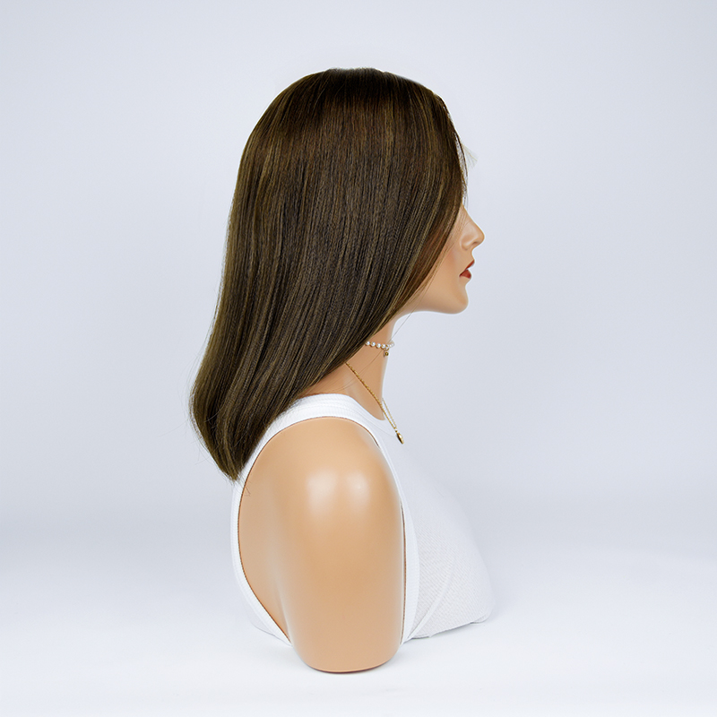 14 Inches Cinnamon Color Slight Layer Lace Top Wig