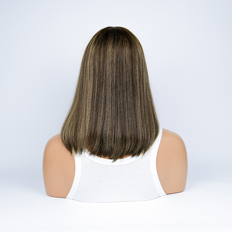 14 Inches Buff Color Slight Layer Lace Top Wig