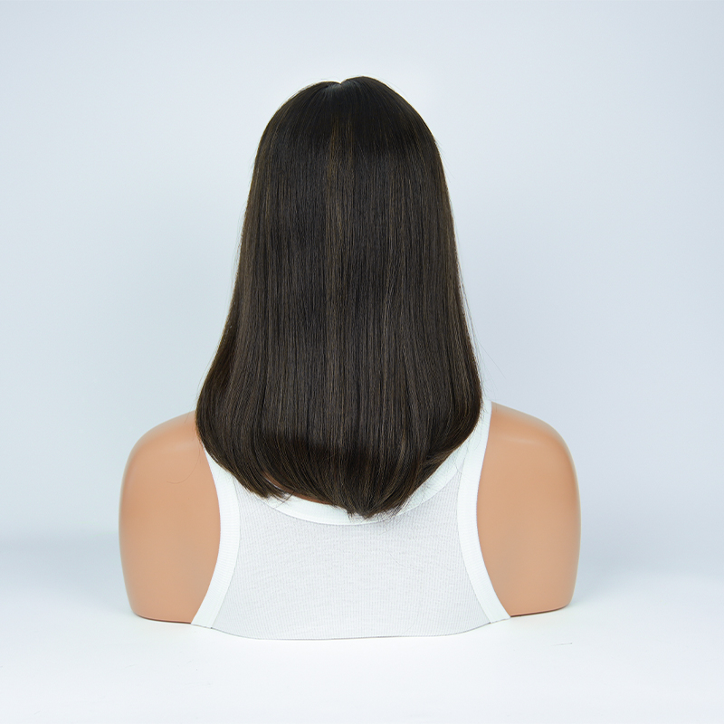 16 Inches Sepia Color Slight Layer Lace Top Wigs