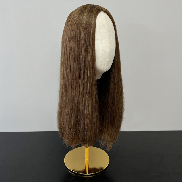 18 Inches Chocolate Color Slight Layer Silk Top Wig