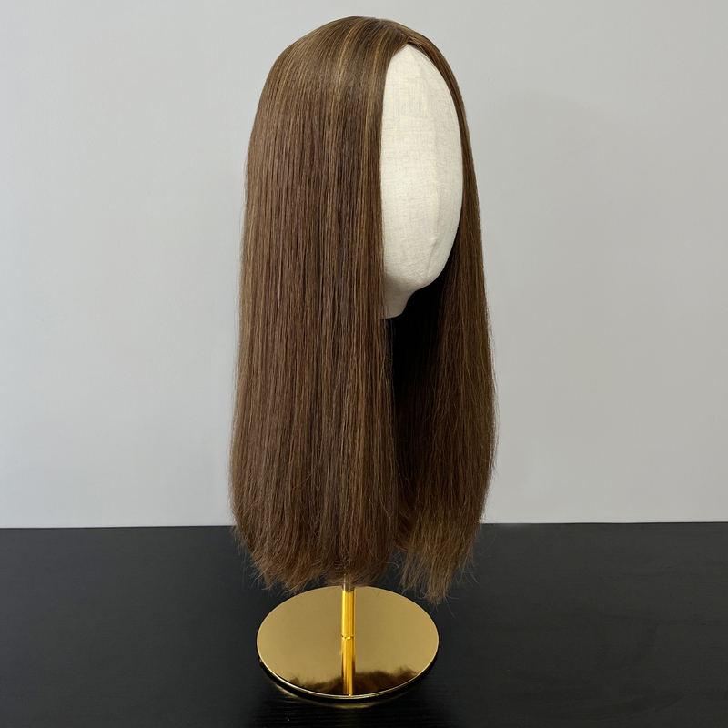 18 Inches Chocolate Color Slight Layer Silk Top Wig