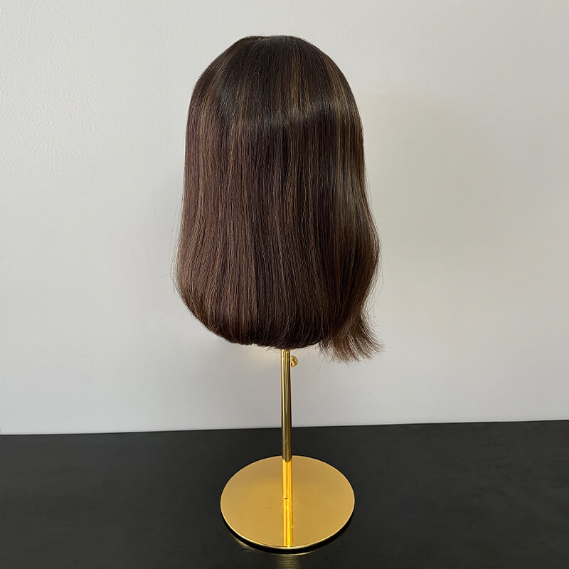 14 Inches Pecan Color Slight Layer Lace Top Wigs