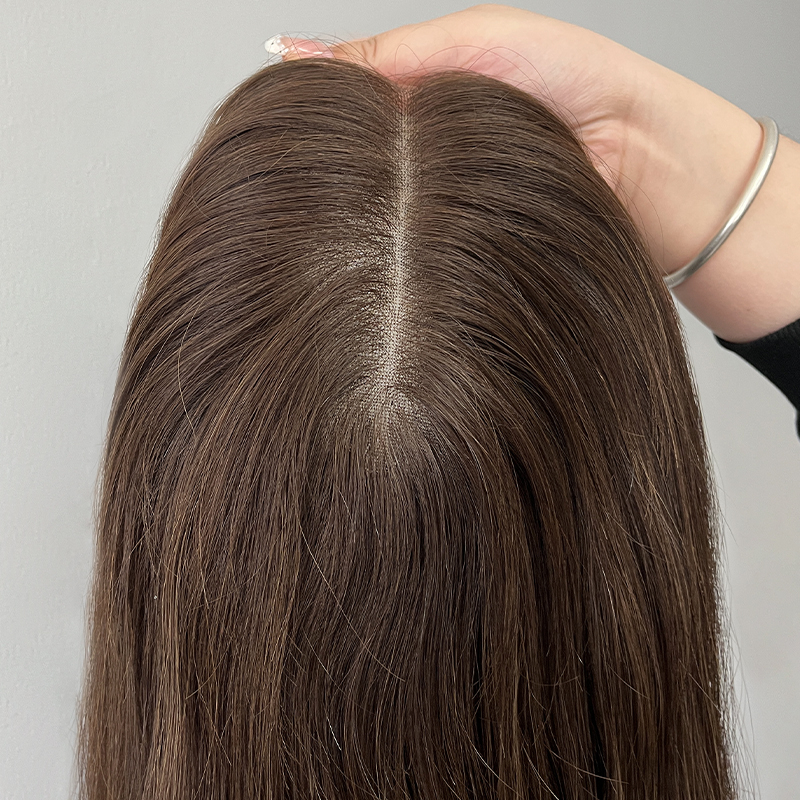 19 Inches Pecan Color Slight Layer Lace Top Wig