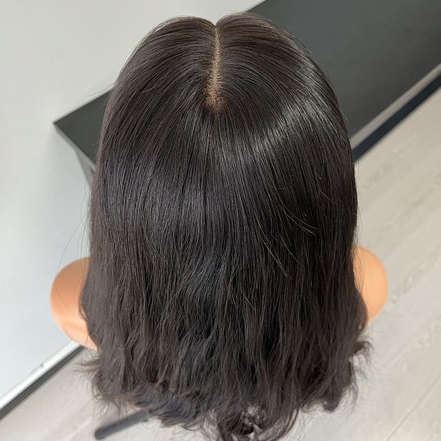 18 Inches Natural Color Slight Curly Lace Top Wig