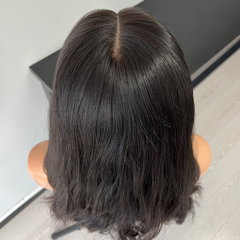 18 Inches Natural Color Slight Curly Lace Top Wig