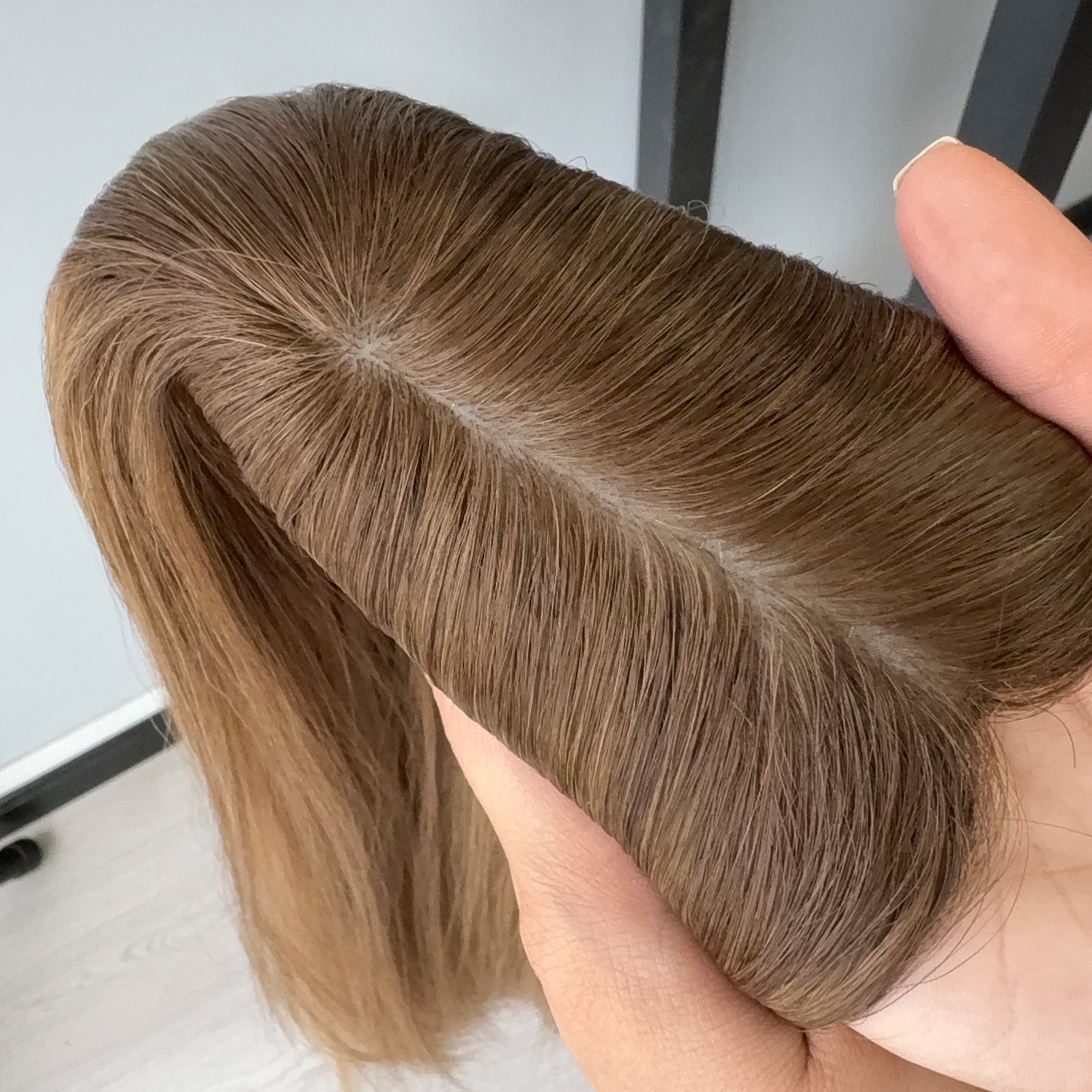 16 Inches Almond Color Slight Layer Silk Top Topper