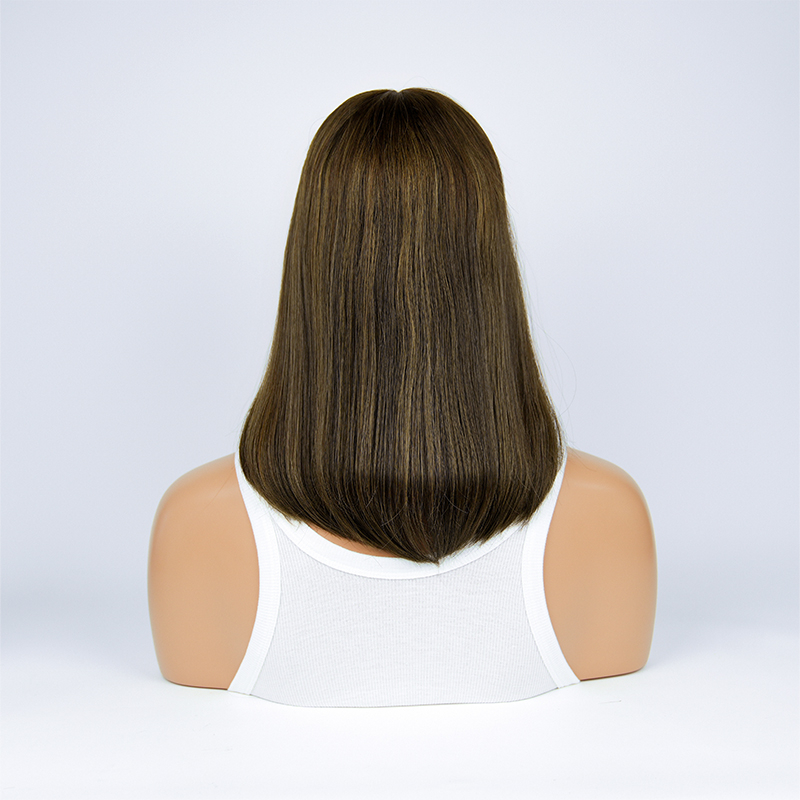 14 Inches Cinnamon Color Slight Layer Lace Top Wig