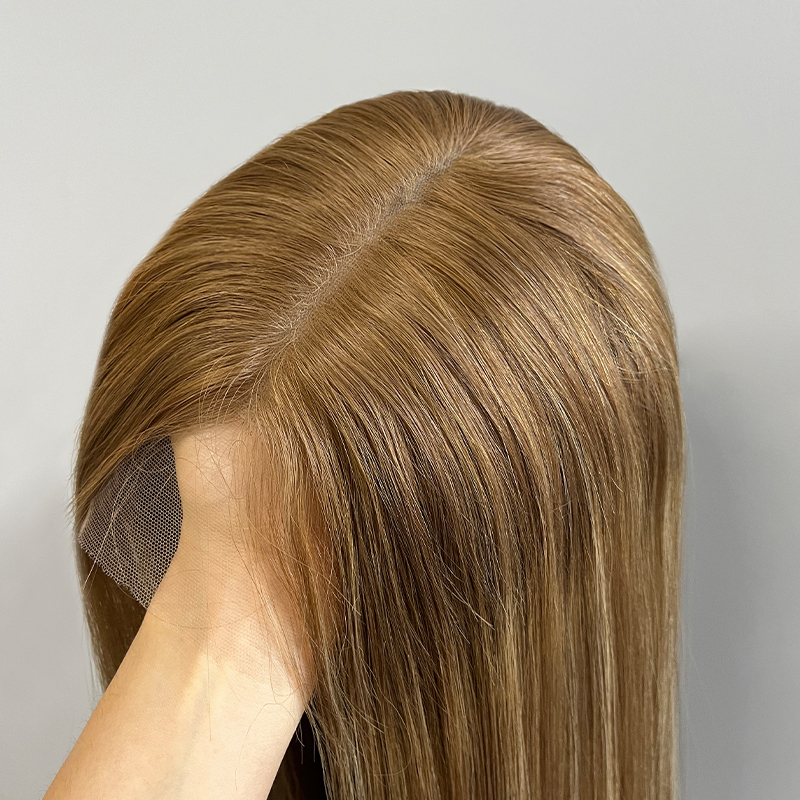 21 Inches Wheat Color Slight Layer Lace Top Wig