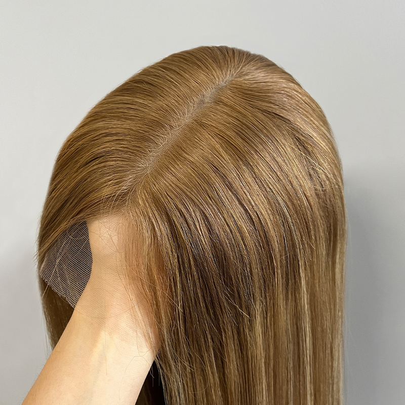 21 Inches Wheat Color Slight Layer Lace Top Wig