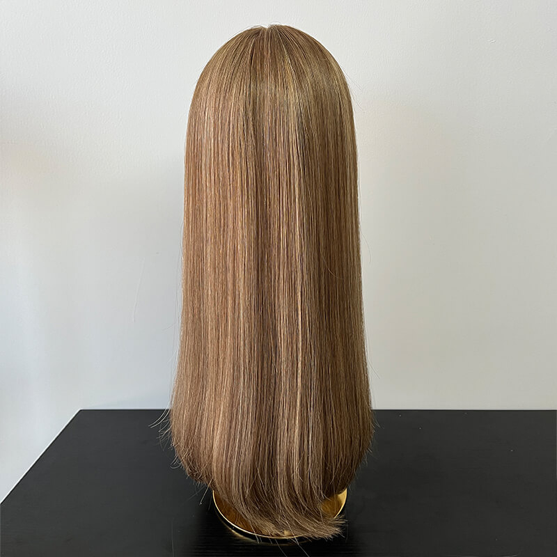 22 Inches Caramel Color Slight Layer Lace Top Wigs