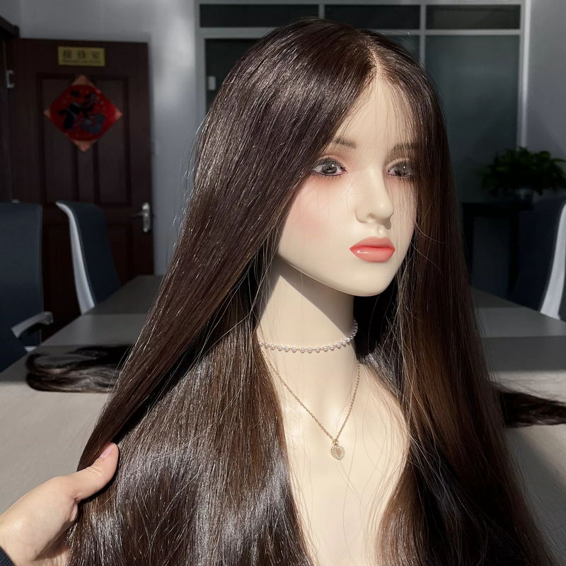 23 Inches #6 Color European Hair Lace Top Wigs