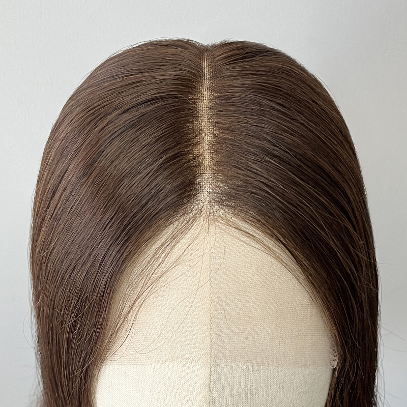 19 Inches Pecan Color Slight Layer Lace Top Wig