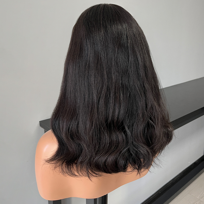 18 Inches Natural Color Slight Curly Lace Top Wig