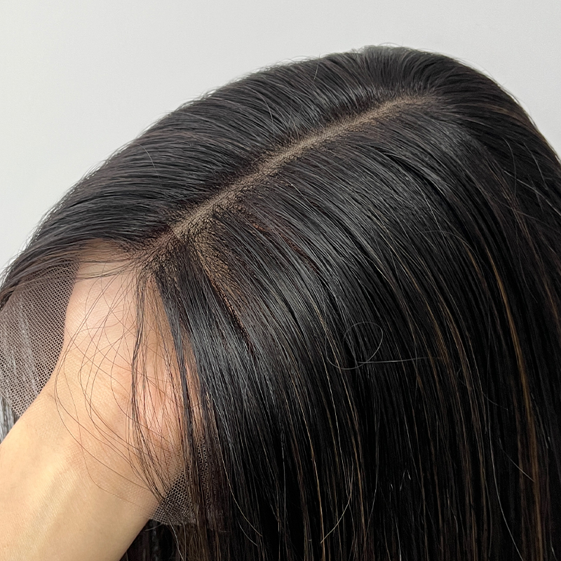 16 Inches Ocher Color Slight Layer Lace Top Wig