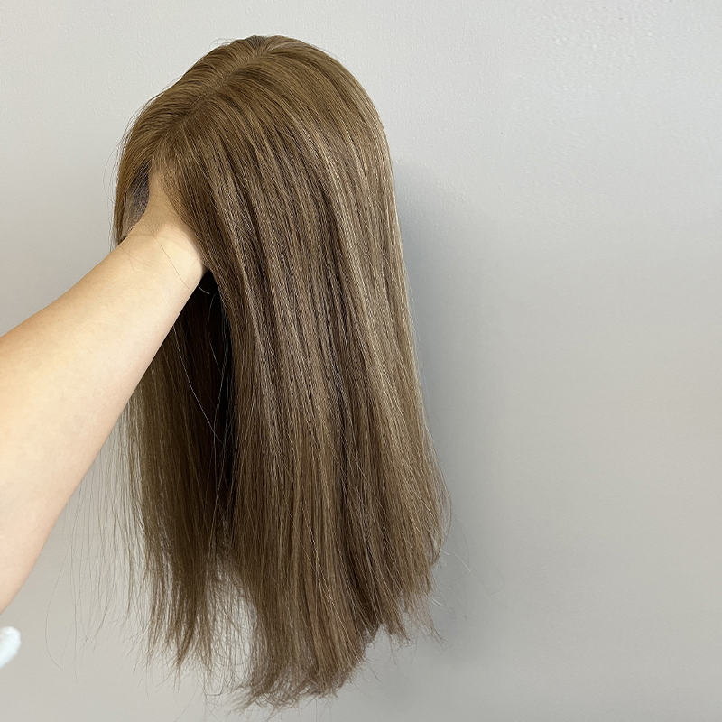 19 Inches Caramel Color Slight Layer Lace Top Wig