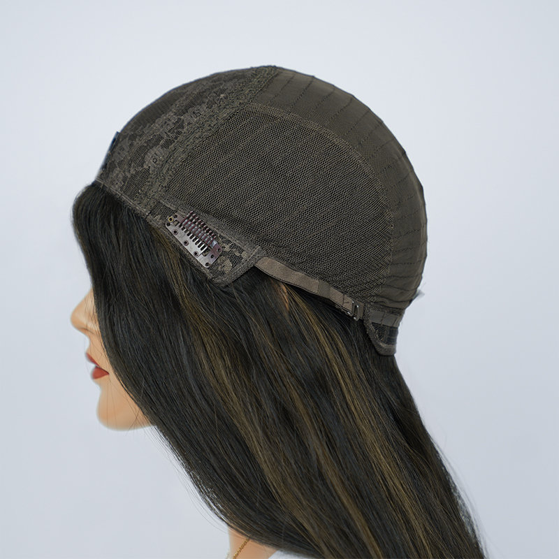 24 Inches Walnut Color Slight Layer Silk Top Wig