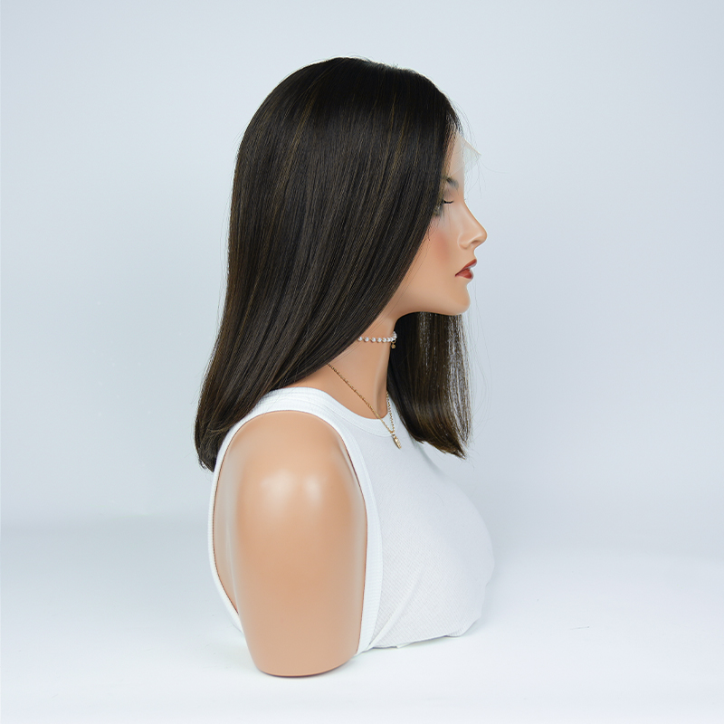 16 Inches Sepia Color Slight Layer Lace Top Wigs