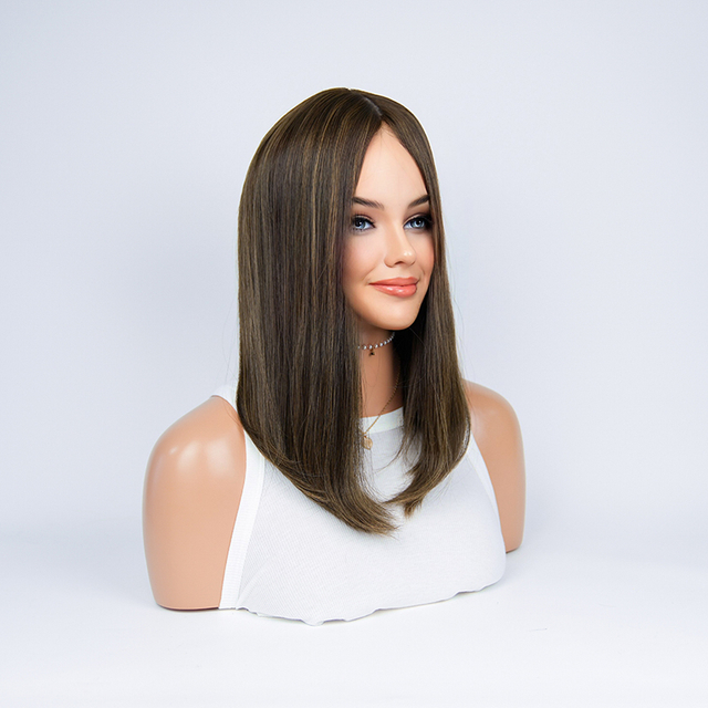 17 Inches Sorrel Color Slight Layer Silk Top Wig