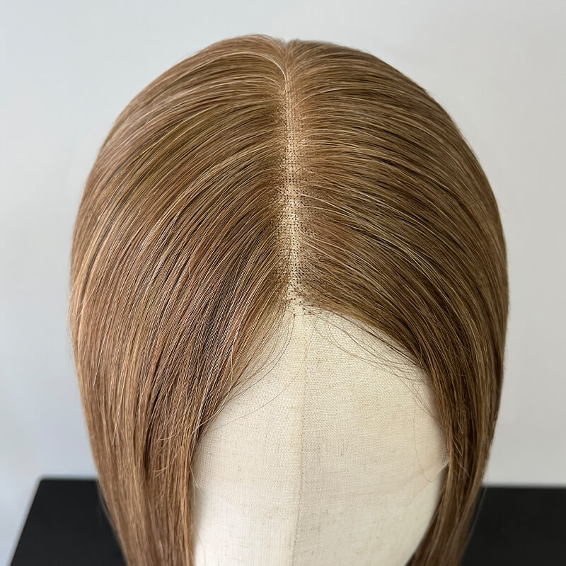 22 Inches Caramel Color Slight Layer Lace Top Wigs