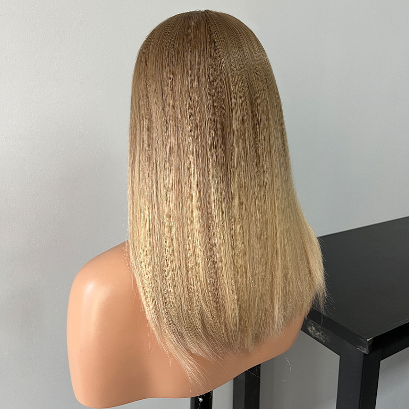 18 Inches Auburn Color Slight Layer Lace Top Wig