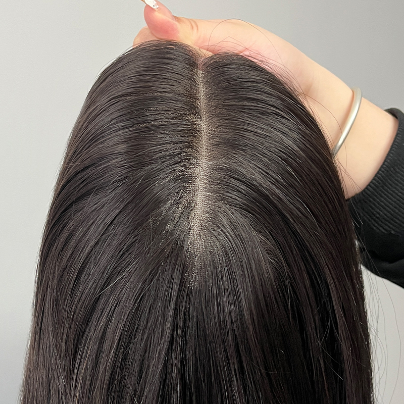 18 Inches Natural Color Slight Curly Lace Top Wig