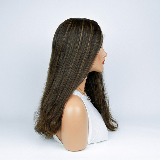 21 Inches Mink Color Slight Layer Lace Top Wigs