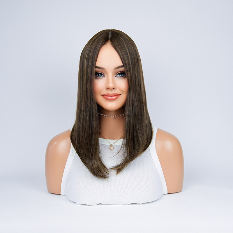 17 Inches Sorrel Color Slight Layer Silk Top Wig