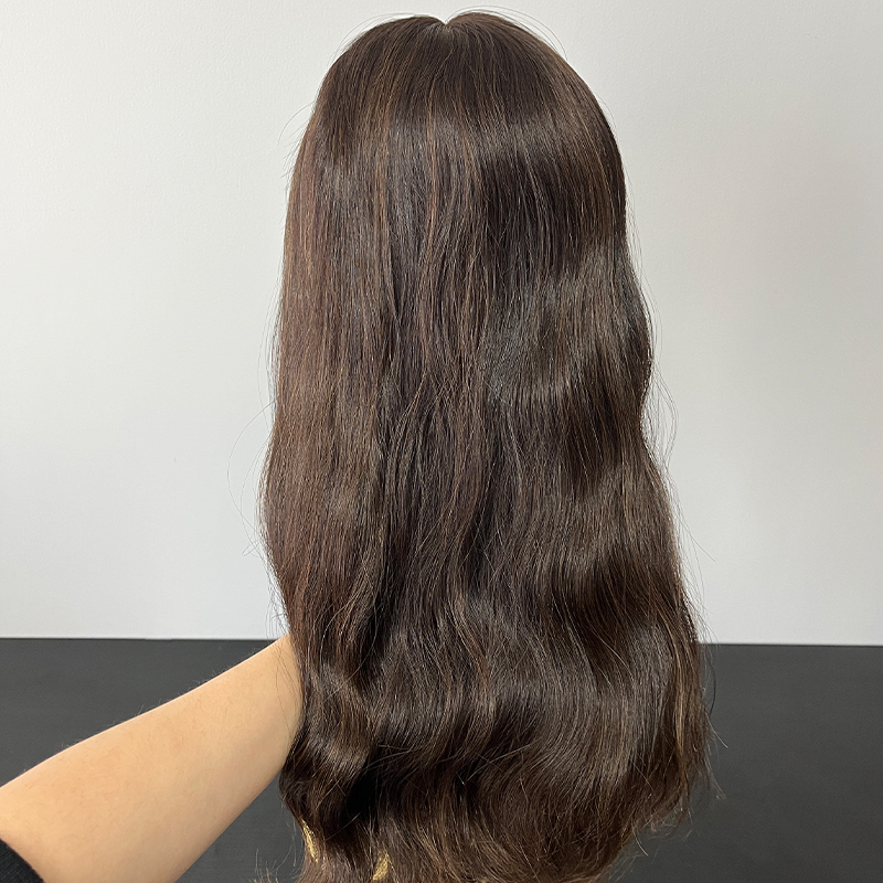 20 Inches Sepia Color Slight Curly Lace Top Wig