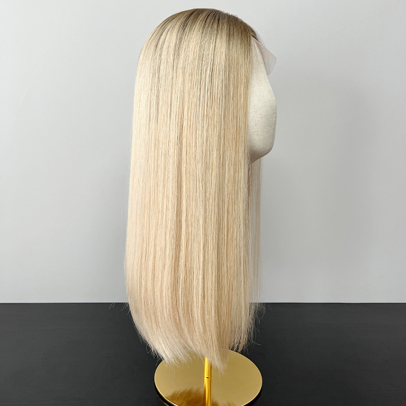 21 Inches Ivory Color Slight Layer Lace Top Wig