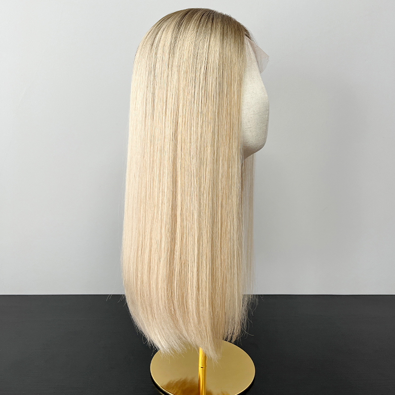 21 Inches Ivory Color Slight Layer Lace Top Wig