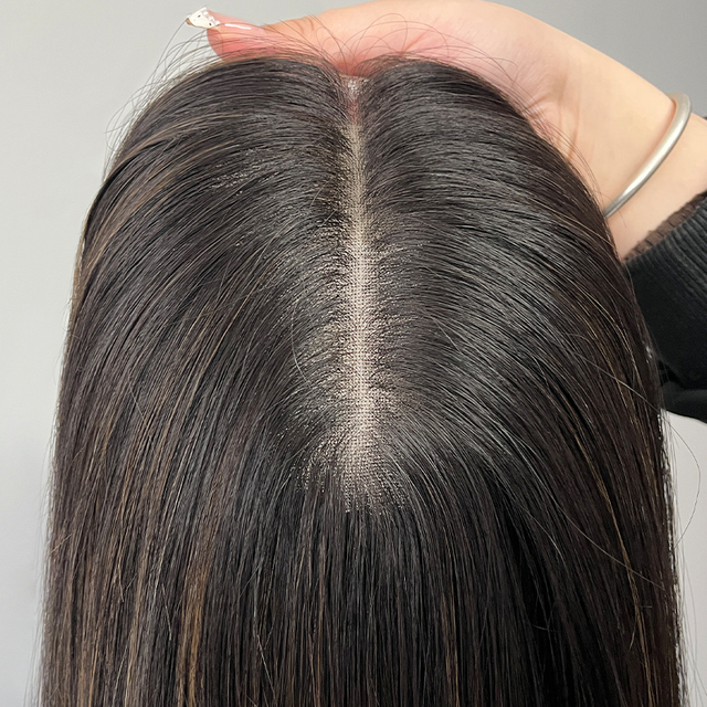 16 Inches Ocher Color Slight Layer Lace Top Wig