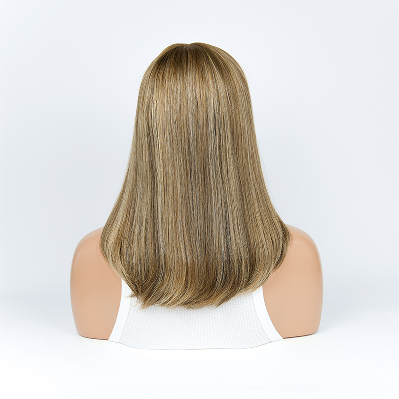 17 Inches Gilt Color Slight Layer Lace Top Wig