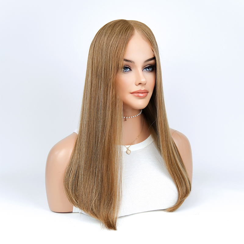 21 Inches Wheat Color Slight Layer Lace Top Wig