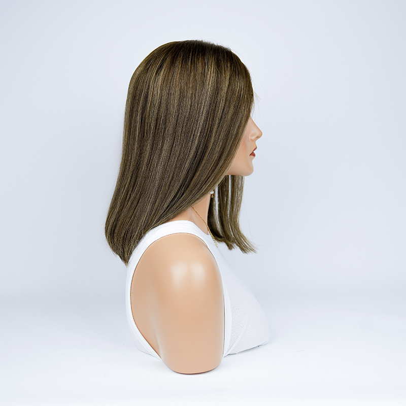 14 Inches Buff Color Slight Layer Lace Top Wig