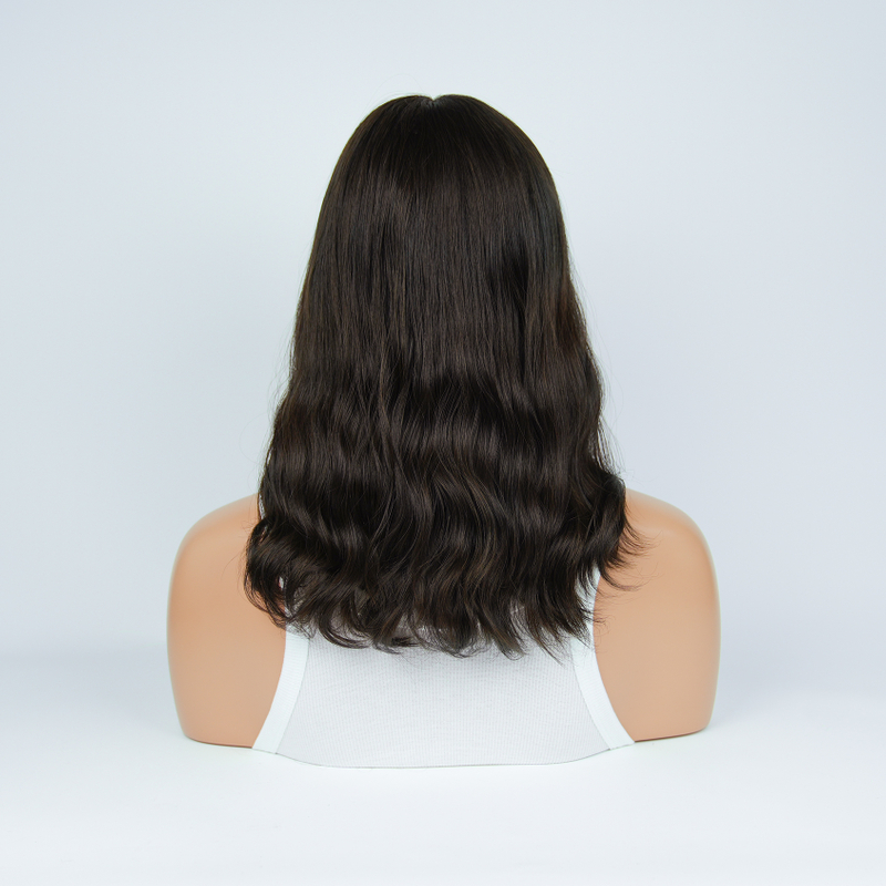 17 Inches Coconut Color Slight Layer Lace Top Wigs