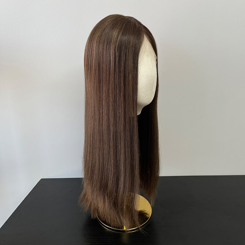 22 Inches Pecan Color Slight Layer Lace Top Wigs