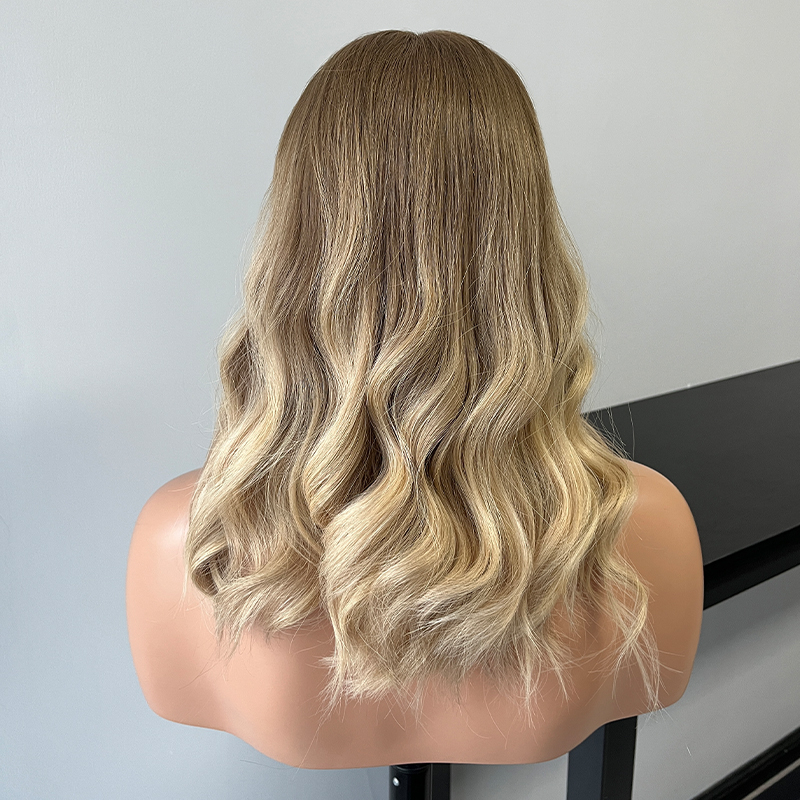 18 Inches Auburn Color Slight Layer Lace Top Wig