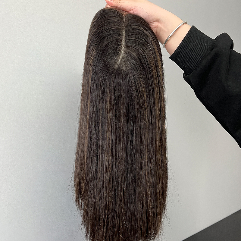 18 Inches Sepia Color Slight Layer Lace Top Wig