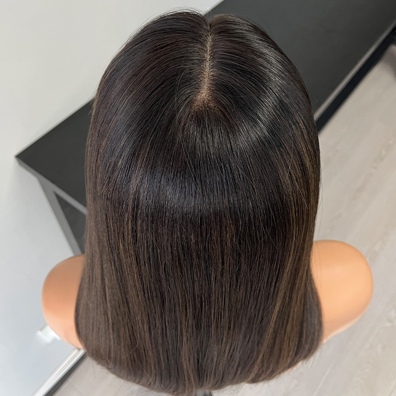 16 Inches Cameo Color Slight Layer Lace Top Wig