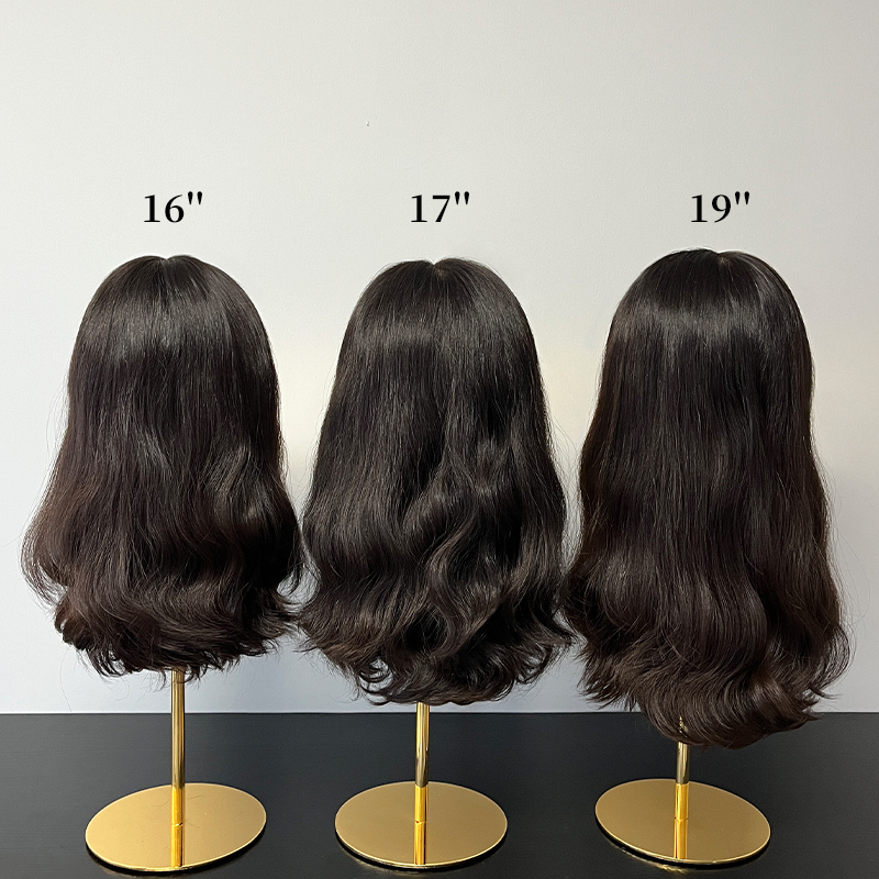 18 Inches Brown Color Slight Layer Lace Top Wig