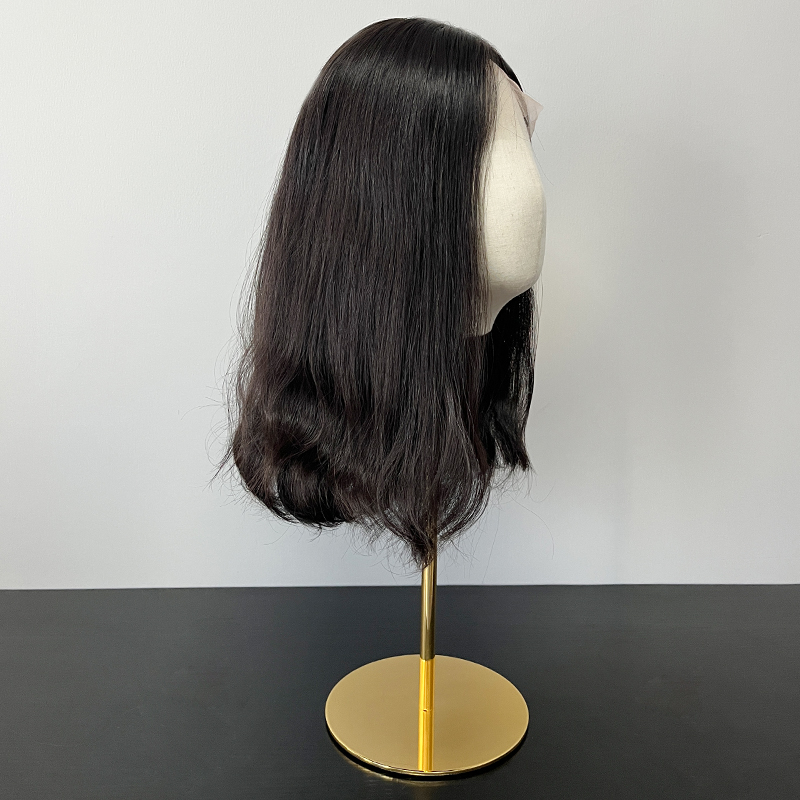 18 Inches Natural Color Slight Curly Lace Top Wig