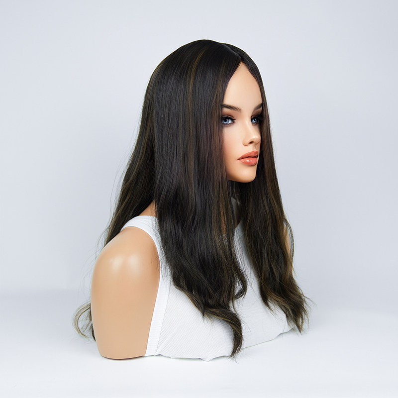 24 Inches Walnut Color Slight Layer Silk Top Wig