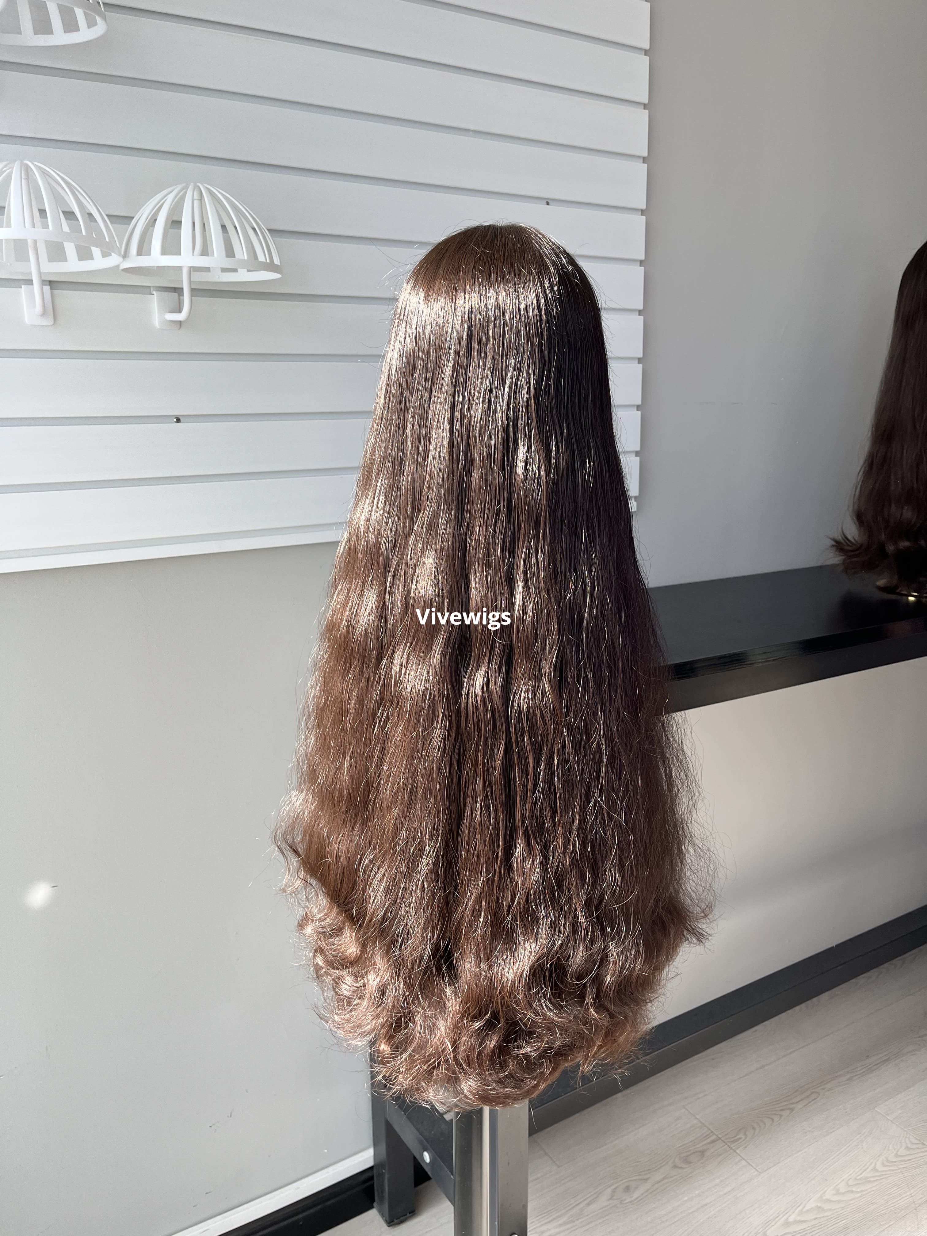 30 Inches #2 Color European Hair Lace Top Wigs