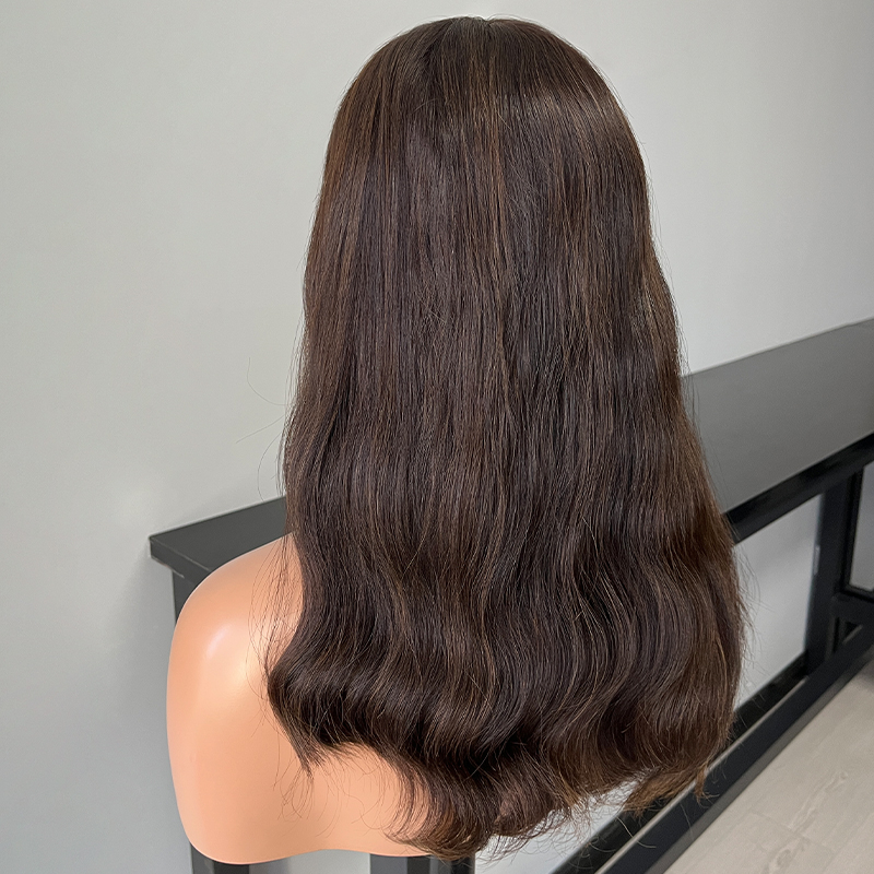 20 Inches Sepia Color Slight Curly Lace Top Wig