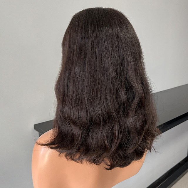 18 Inches Brown Color Slight Layer Lace Top Wig