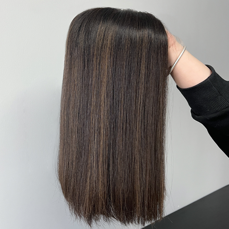 16 Inches Cameo Color Slight Layer Lace Top Wig