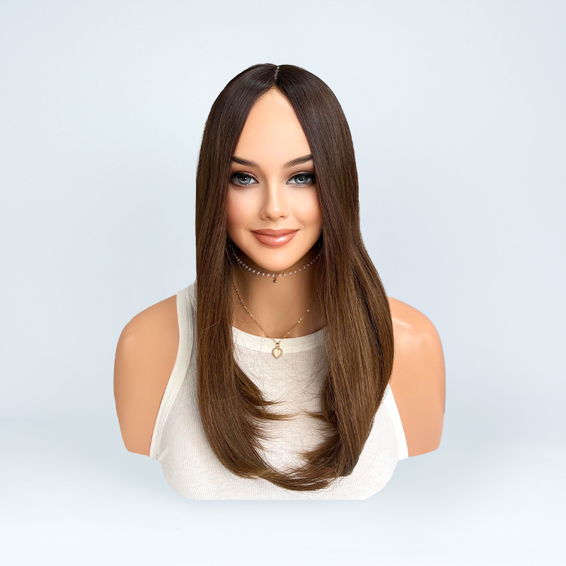 18 Inches Biscuit Color Slight Layer Silk Top Topper